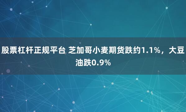 股票杠杆正规平台 芝加哥小麦期货跌约1.1%，大豆油跌0.9%