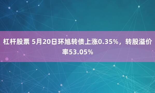 杠杆股票 5月20日环旭转债上涨0.35%，转股溢价率53.05%