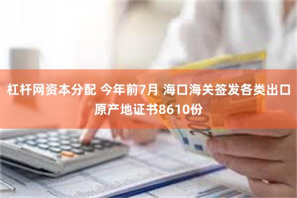 杠杆网资本分配 今年前7月 海口海关签发各类出口原产地证书8610份